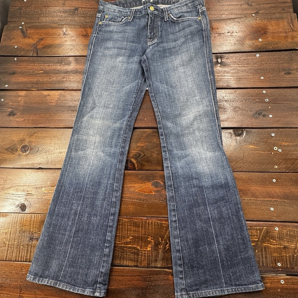 7 For All Mankind Womens Bootcut Jeans A Pocket Flip Flop Distressed Size 31/30 - Picture 2 of 13